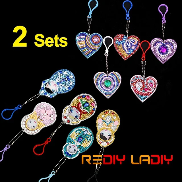 Hearts-Dolls DIY брелок для ключей Алмазная вышивка крестиком специальная форма Алмазная мозаика пиксельное искусство хобби и ремесла Алмазная вышивка - Цвет: Hearts-Dolls