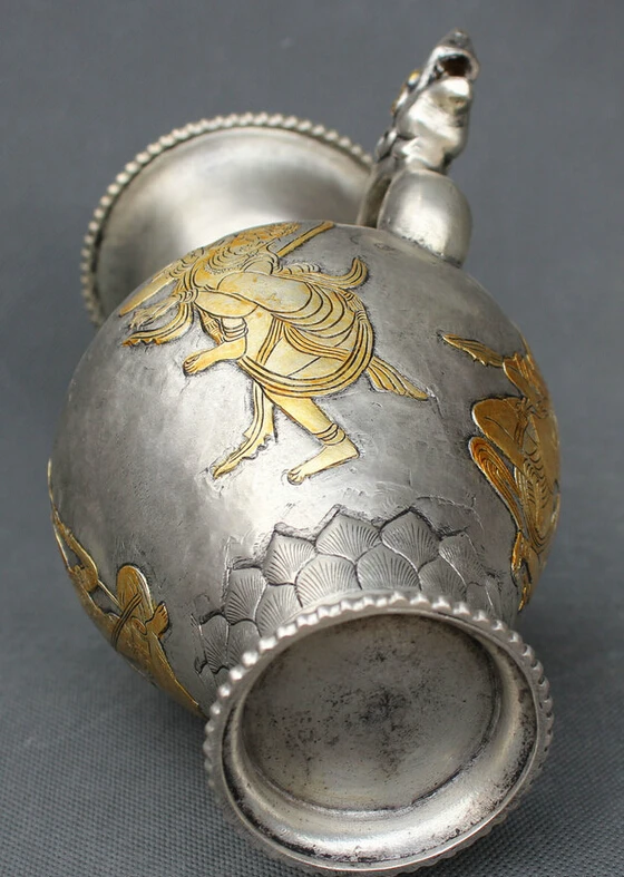 USPS в США S2010 8 дюймов Китайская народная Серебряная позолоченная ручка дракона