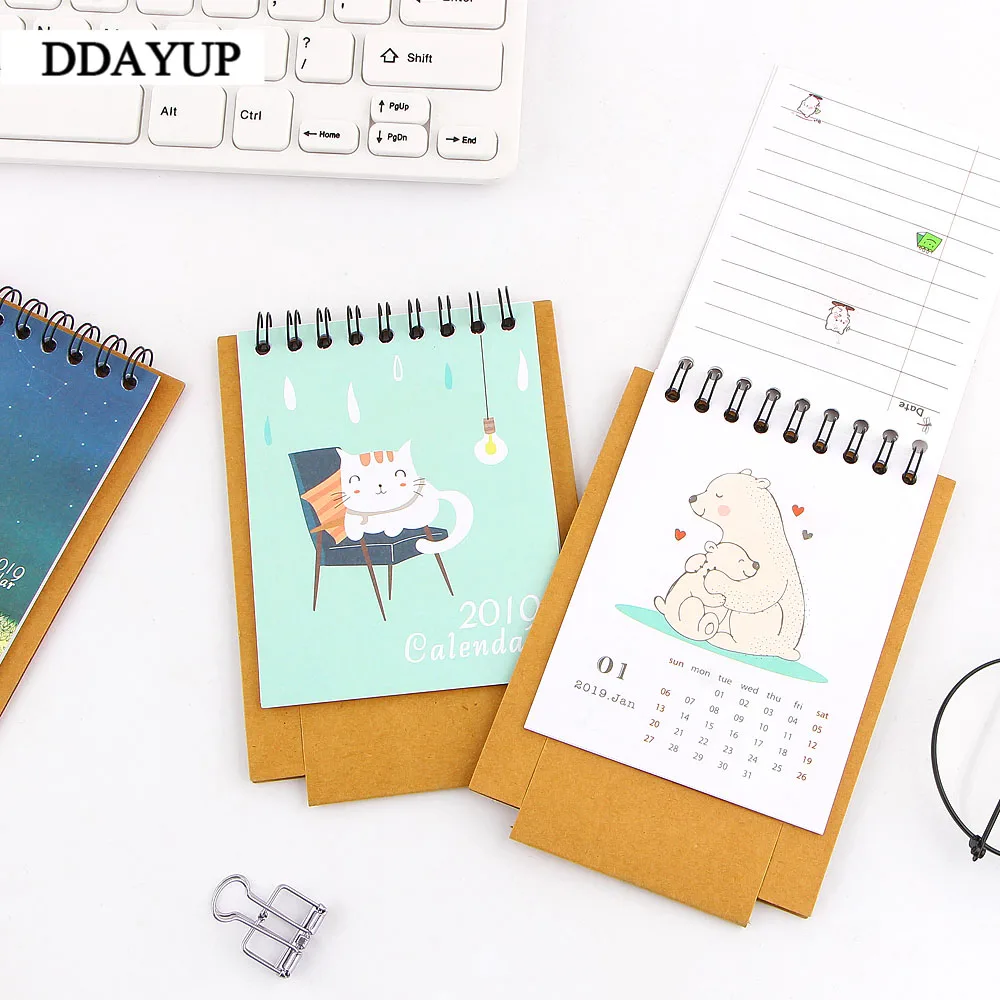 2019 милый каваи мультфильм Календарь с изображением животных из мультфильмов