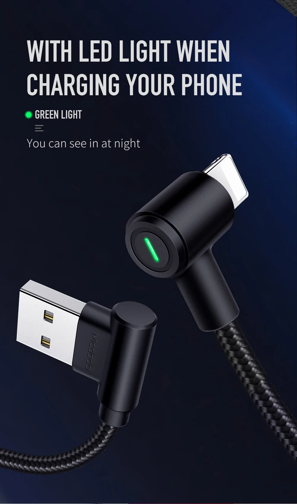 3 шт Mcdodo для iPhone X 8 7 6 6s Plus USB кабель светодиодный кабель для зарядки и передачи данных Шнур для зарядки мобильного телефона Быстрая зарядка 90 градусов