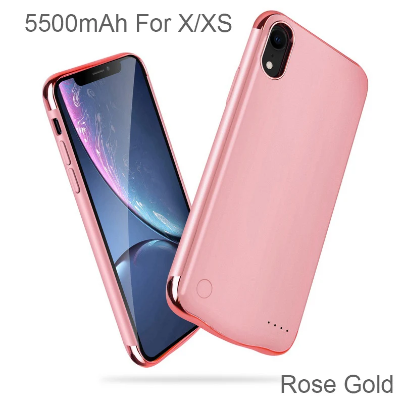 Rose Gold For X XS XGODY противоударный чехол-батарея для iphone X XS XR XSMAX 6000 мАч Внешний банк питания для мобильного телефона для iphone X XS XR XSMAX - Цвет: Rose Gold For X XS