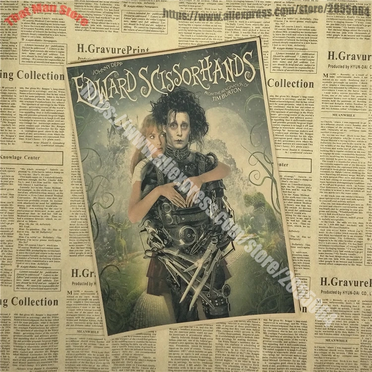Эдвард Руки-ножницы плакат Beetlejuice Тим Бертон фильмы домашний декор пользовательские моды Классическая Настенная Наклейка - Цвет: Цвет: желтый