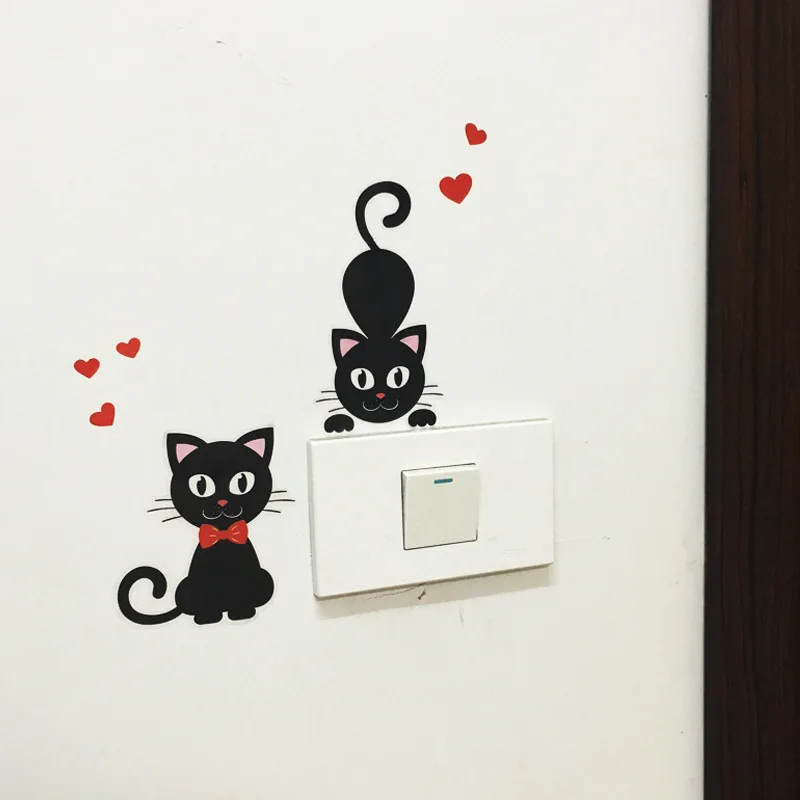5 шт. наклейки на стену с изображением милого котенка наклейка выключатель