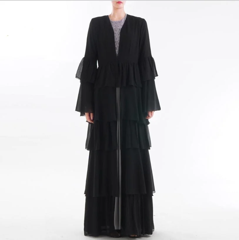 Мусульманская яркая abaya для взрослых Арабская каскадная Абая с оборками