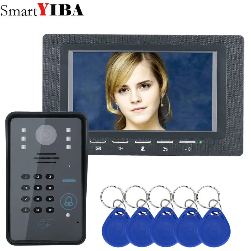 SmartYIBA 7 дюймов ID карта Видео дверной телефон домашний комплект дверная камера видеодомофон дом семьи дверной звонок Система безопасности