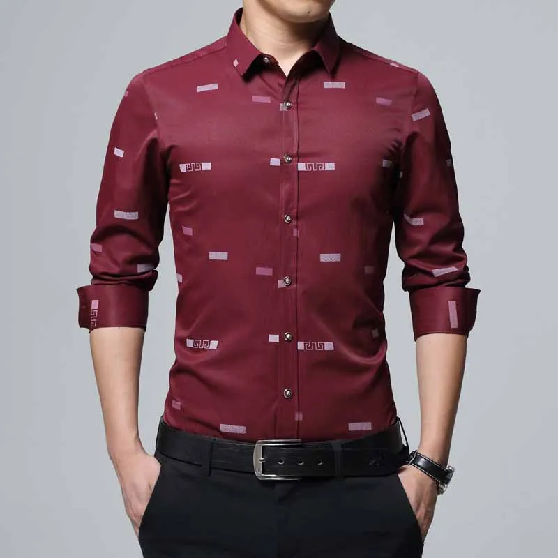 MIACAWOR, новинка, мужские повседневные рубашки, модный принт, Camisa Masculina, облегающая, с длинным рукавом, Camisa Social, мужская одежда размера плюс, 5XL, C379