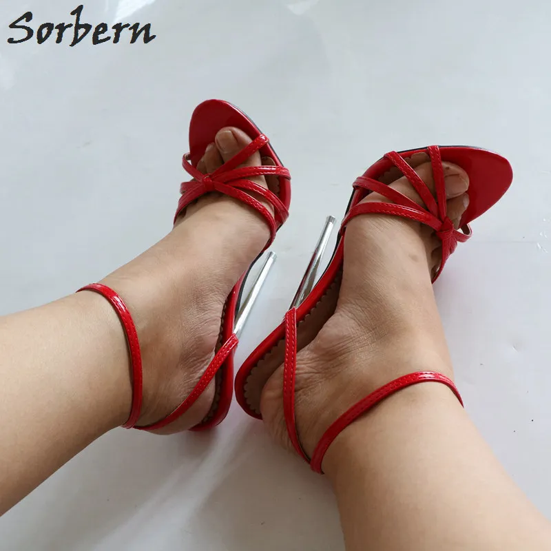 

Sorbern Sexy Cross Strap Sandals For Women Metal High Heels 18Cm Slingbacks Ladies Designer Shoes Fashion Ladies Shoes Size 44