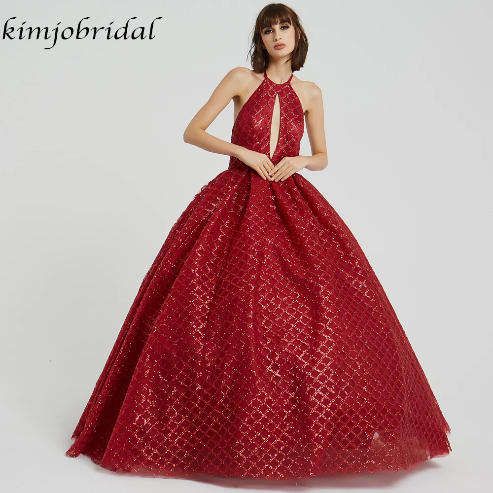 Kimjobridal настоящие Выпускные платья вырез лодочкой блестящее бальное платье с