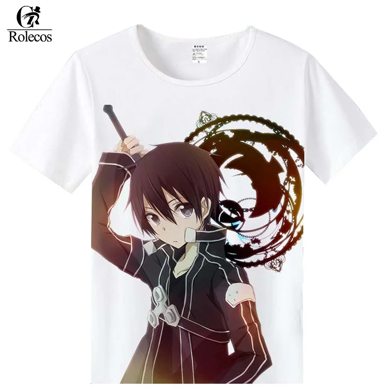 Rolecos меч искусство онлайн косплей костюм Kirigaya Kazuto Yuuki Asuna футболки модные летние