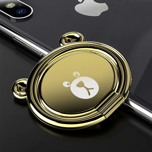 Gold Попсокет для телефона Мультфильм Медведь палец кольцо держатель для мобильного телефона Универсальный Магнитный 360 градусов металлическая подставка iPhone samsung попсокеты на телефон - Цвет: Gold