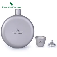 boundless voyage camping titanium hip flask portable round wine bottle with funnel whiskey alcohol drinkware accessories
