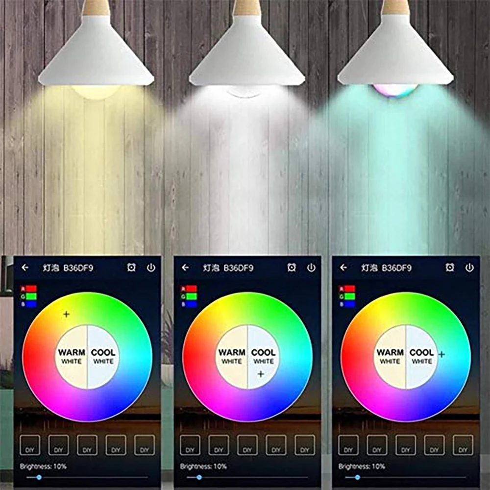 Умная лампа WIFI 4 5 W E27 RGB с регулируемой яркостью умная Светодиодная дистанционным