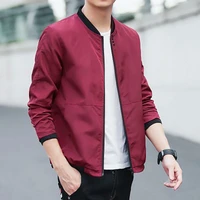 spring autumn mens jackets cotton stand collar slim coat long sleeve jacket solid casual zipper tops men clothing