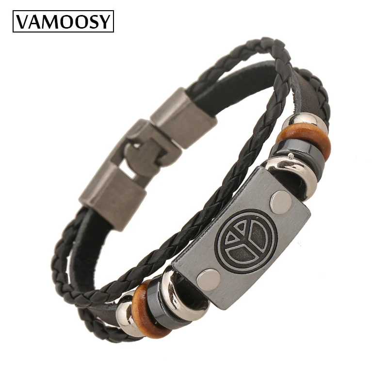 

2018 Fashion Bracelets for Women Peace Jewelry Leather Bracelet Men's Bead Bracelet Women's Punk Casual Men's Bracelet Jewelry