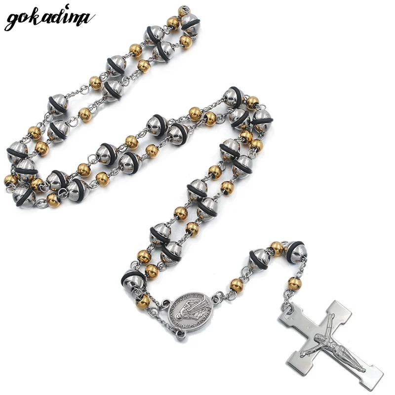 

GOKADIMA модные ювелирные изделия для вечеринки для мужчин и женщин из нержавеющей стали крест католические четки цепочка ожерелье WRN62