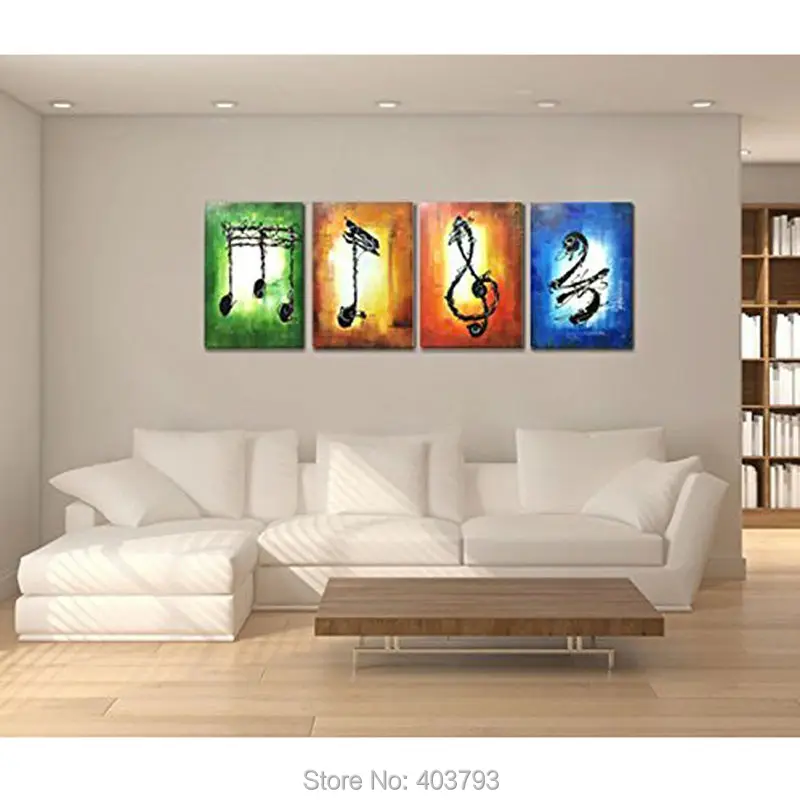 Большая Современная Абстрактная музыкальная Note 100% ручная роспись картина маслом