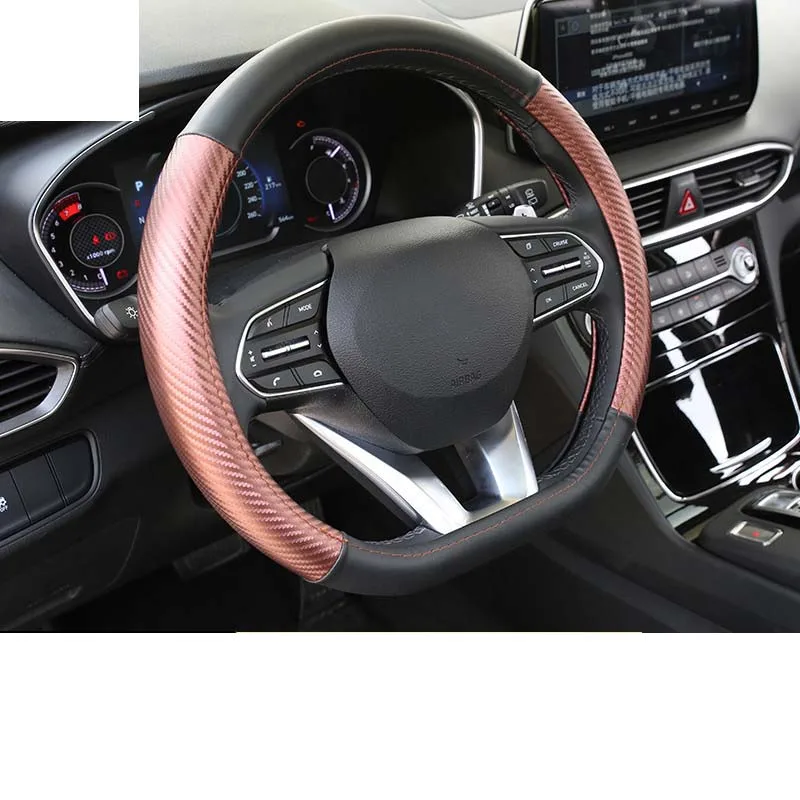 Lsrtw2017 из коровьей кожи чехол рулевого колеса автомобиля планки для hyundai Santa Fe 4th поколения