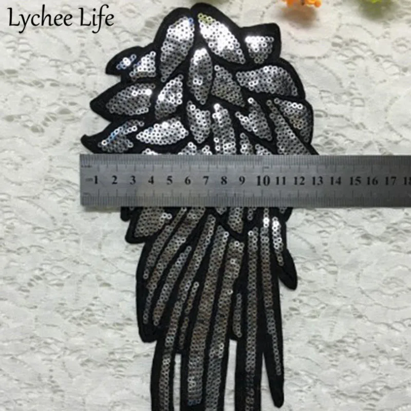 Lychee одна пара винных блесток патчи серебряный цвет Патчи DIY ручной работы для