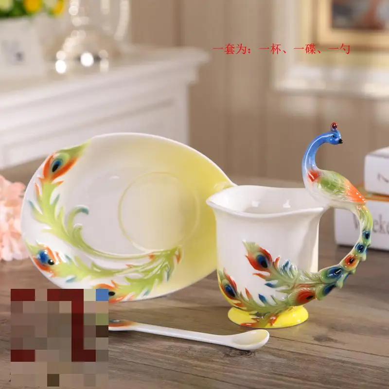 Благородная ручная роспись кости креативные кофейные кружки чашка ложка Свадьба