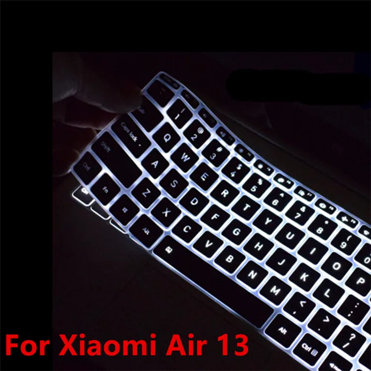 Black 13 inch Цветная прозрачная силиконовая клавиатура для Xiaomi Air 12,5 13,3, Водонепроницаемая клавиатура для ноутбука Xiaomi Air 12, 13 дюймов - Цвет: Black 13 inch