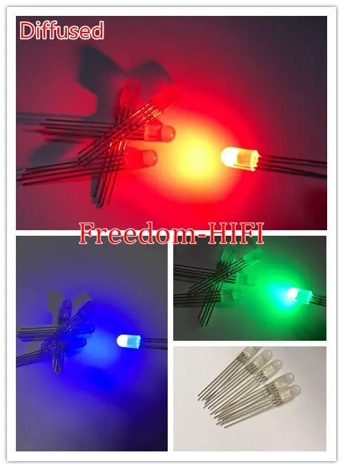 500 шт. светодисветодиодный Дов 5 мм RGB рассеянсветодиодный светодиод общий катод 4