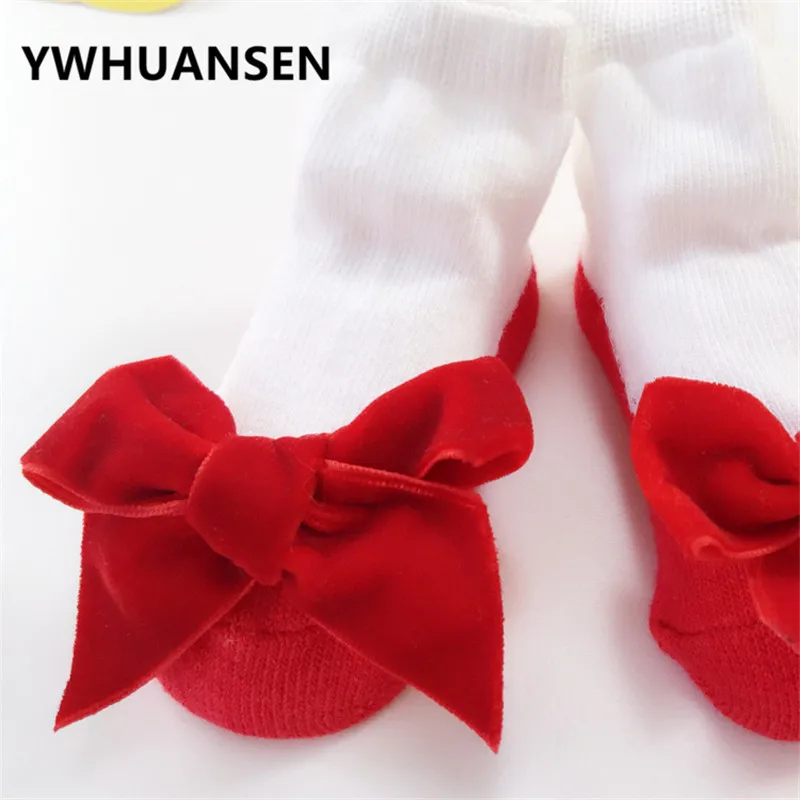 Осенне зимние носки YWHUANSEN для маленьких девочек с бантиком хлопковые весенние