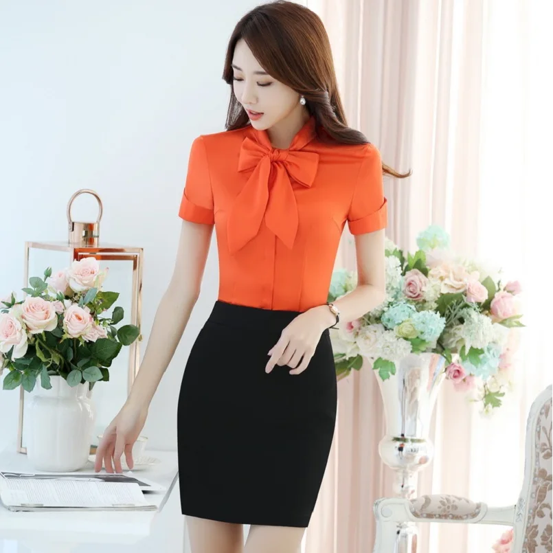 Большие размеры 3XL летние женские офисные костюмы с коротким рукавом 2 предмета