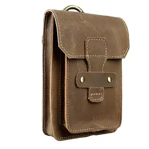 Сумка поясная Мужская, из натуральной кожи, с крючком, 9966b