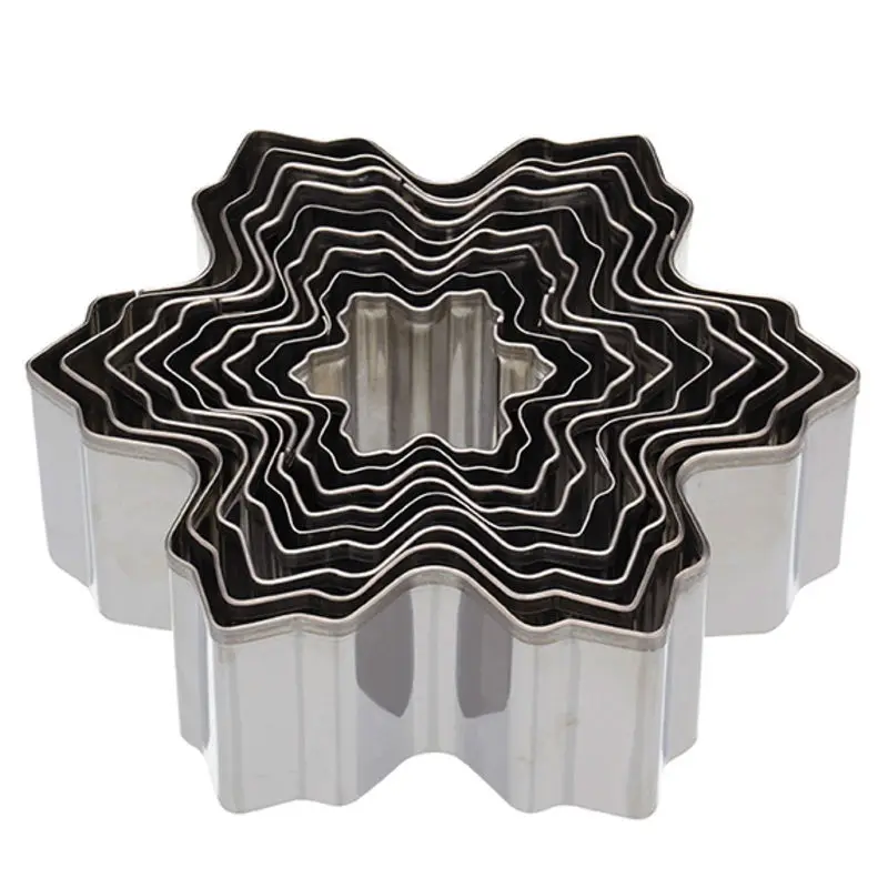 9 штук в форме снежинки для печенья резаки торта из нержавеющей стали снежинка