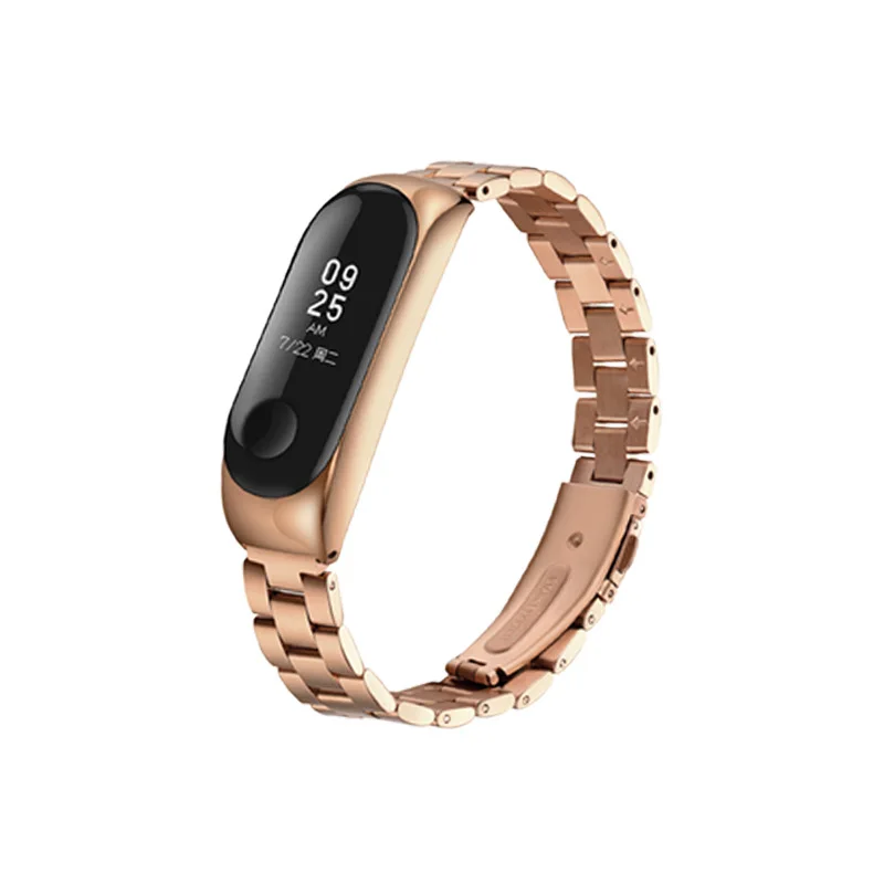 gold Нержавеющая сталь Ремешок сменные часы ремни для сяо mi band 3 металлические часы ремешок для умного браслета mi band 3 - Цвет: gold