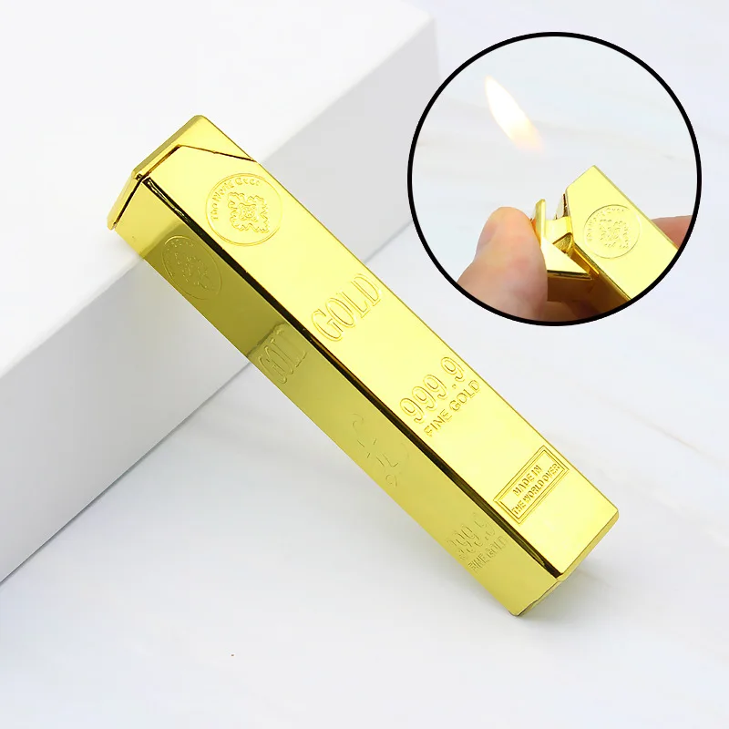 Роскошная 999 зажигалка с золотым кирпичом компактная струйная газовая надутая