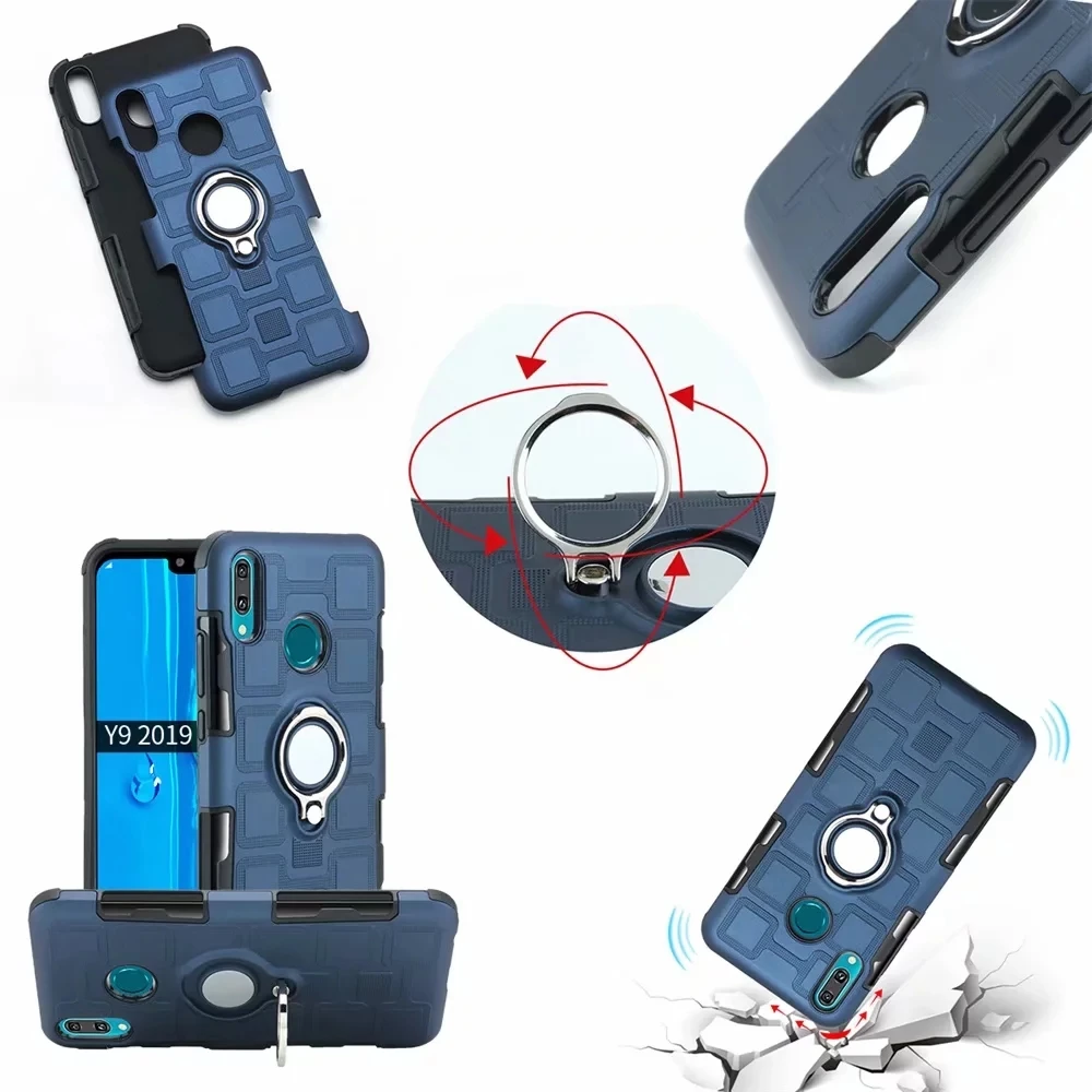 Чехол для Huawei Y9 2019 чехол с металлическим кольцом и подставкой из ТПУ