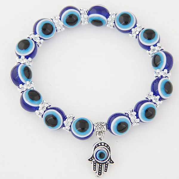 

Fatima's Hand Chain With Retro Blue Eyes, Evil Eyes, Beaded Hand Ornaments, Resin Hand Eyes Hans fashion