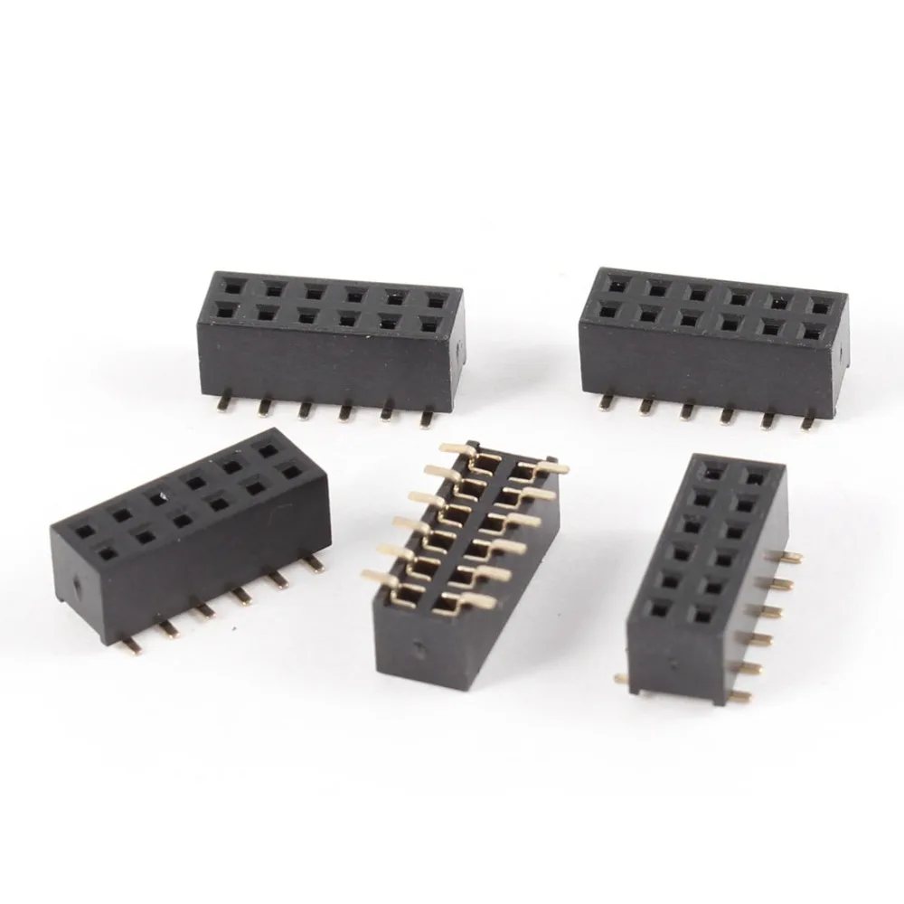 uXCELL 5Pcs Double Row 2mm Pitch 2x6 Pins SMT SMD Female Header Socket Connectors & Terminals|pitch connector|connector 2mmconnector terminal |