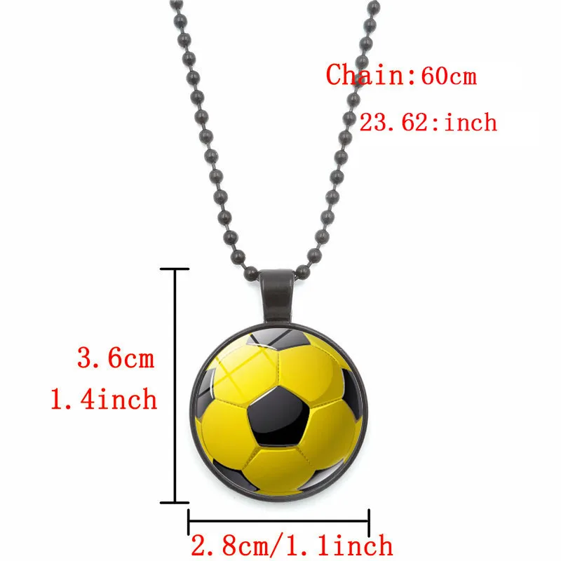 XUSHUI XJ подвеска в виде футбольного мяча кабошон с фото цепочка из черного стекла