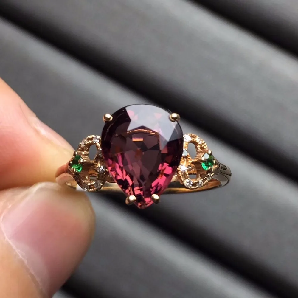 Ювелирные изделия anillos oro Настоящее 18 к розовое золото AU750 100% натуральный красный