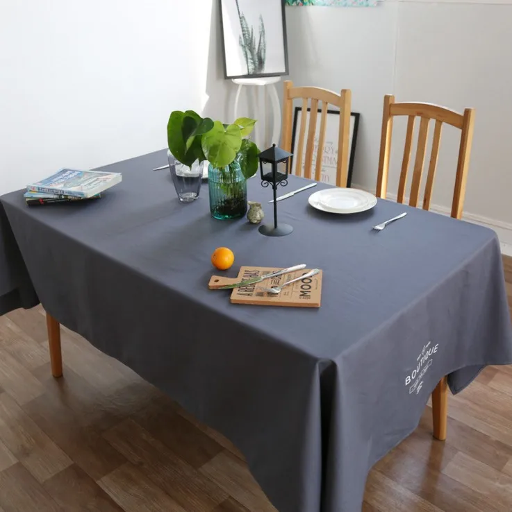 Restaurant Home Party Decoration Gray Cotton Rectangular Tablecloth Square Table Cover Table Cloth 1057ZB