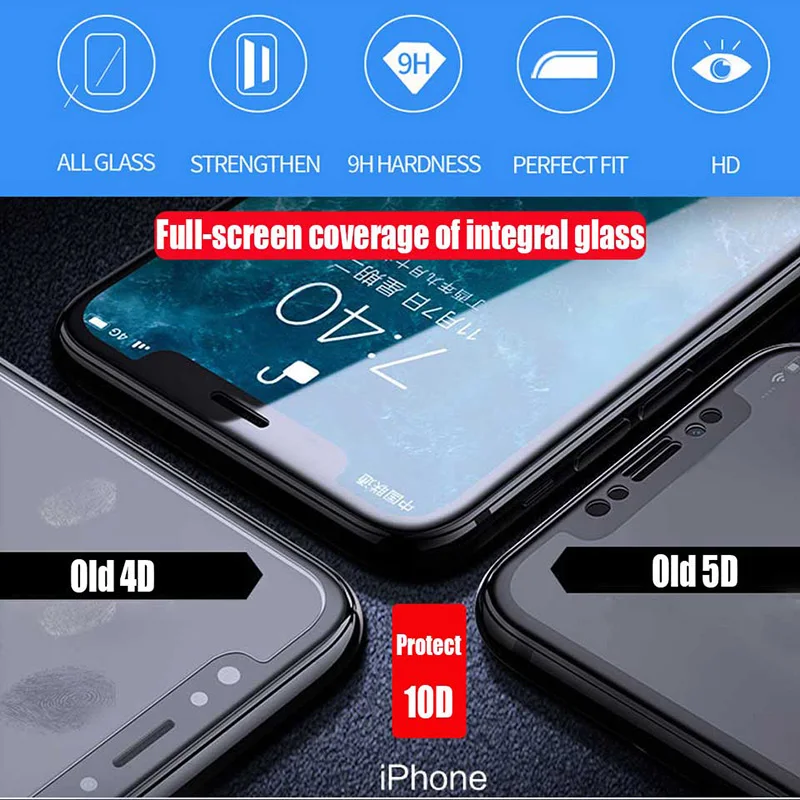 Новое 10D Защитное стекло для iPhone XR XS Max закаленное 7 10 8x6 S 6 Plus Защитная пленка