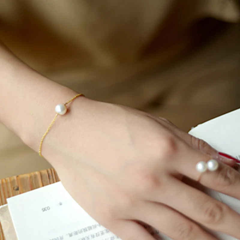 Новый Модный женский браслет с пресноводной жемчужиной 14K золото подарок на день