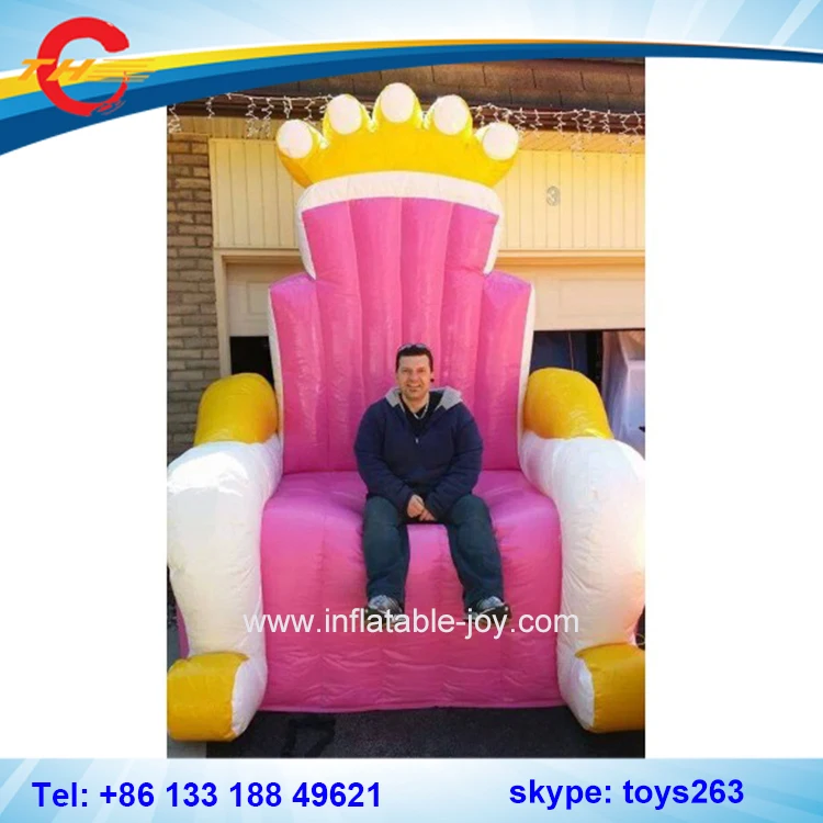 Бесплатная доставка воздуха розовый надувной трон стул для дня рождения большой