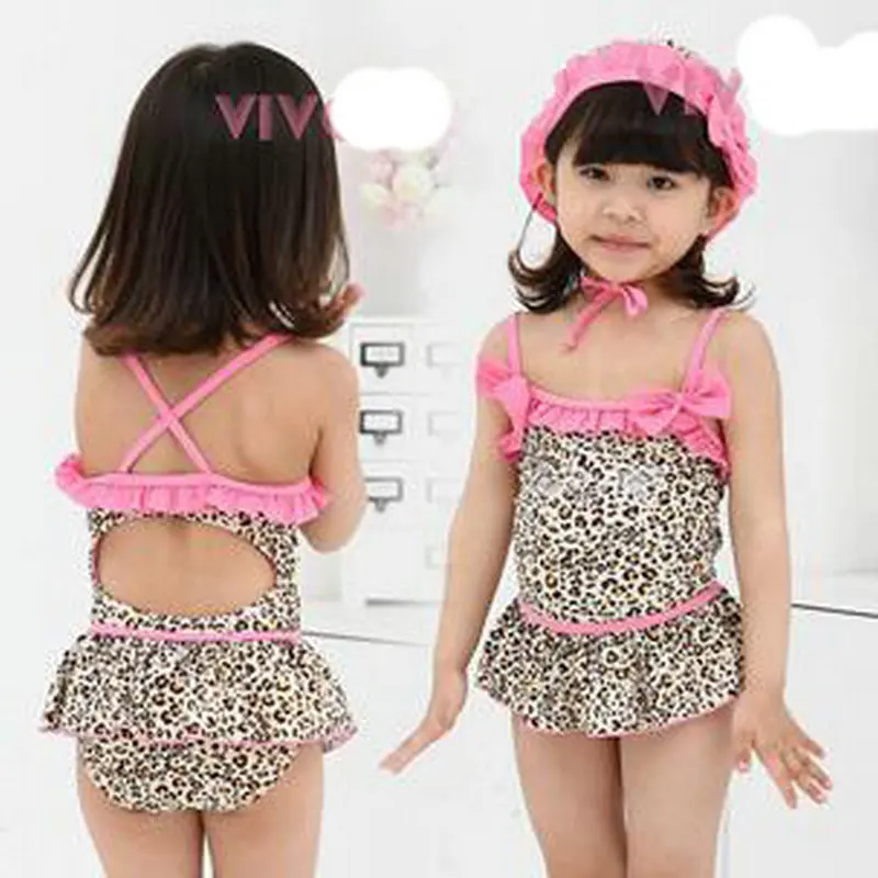 Детский купальник с леопардовым принтом для девочек Высококачественный Цельный