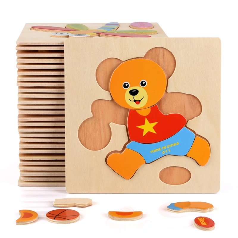 

Baby Toys Wooden Puzzle Cute Cartoon Animal Intelligence Kids Educational Brain Teaser Children Tangram Shapes Jigsaw Gifts