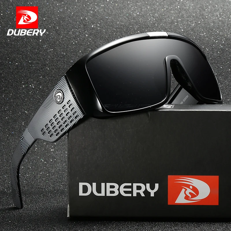 DUBERY-نظارات شمسية رياضية للرجال ، نظارات شمسية كبيرة الحجم للرجال ، إطار ريترو ، طلاء عاكس UV400
