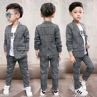 2018 clothes spring autumn winter baby boys clothes set plaid gentleman toppants 2pcs set baby outfits suit teenager clothing