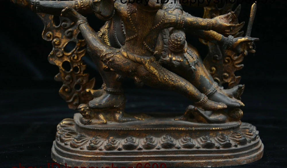 12&quot Tibet Bronze Gilt Mahakara Mahagora Mahakala Wrathful Deity Kwan-yin Statue | Дом и сад