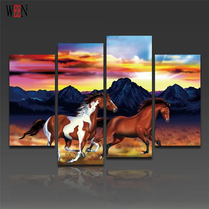 WEEN две лошади настенные фотографии для гостиной HD печать животных Cuadros Decoracion