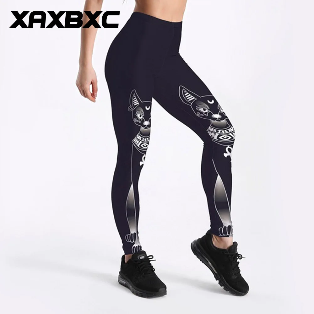 XAXBXC 3505 сексуальные брюки-карандаш для девушек богини Bastet черная кошка с принтом