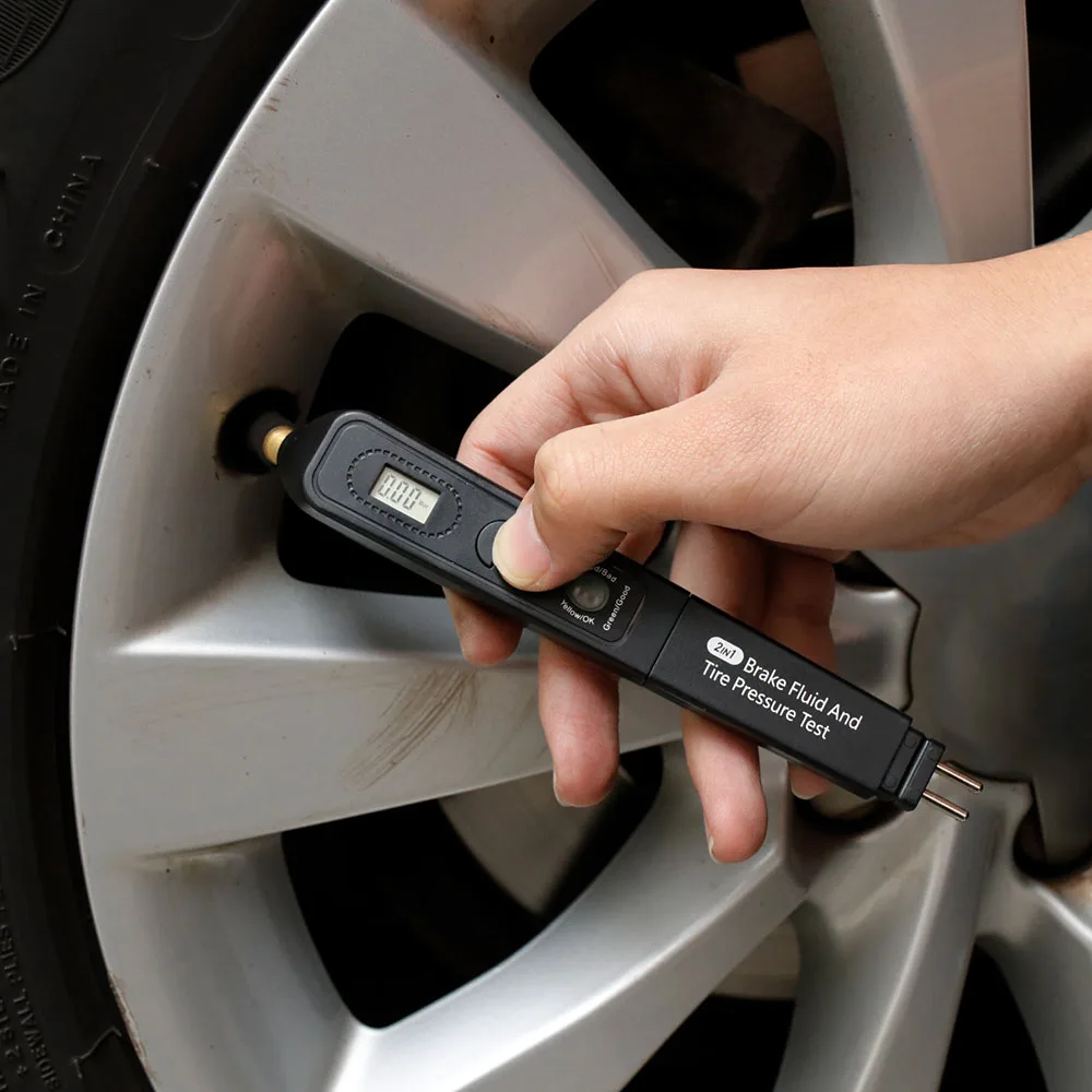 2IN1 Тормозная жидкость шин Давление тестер ручка цифровой шины для легковых