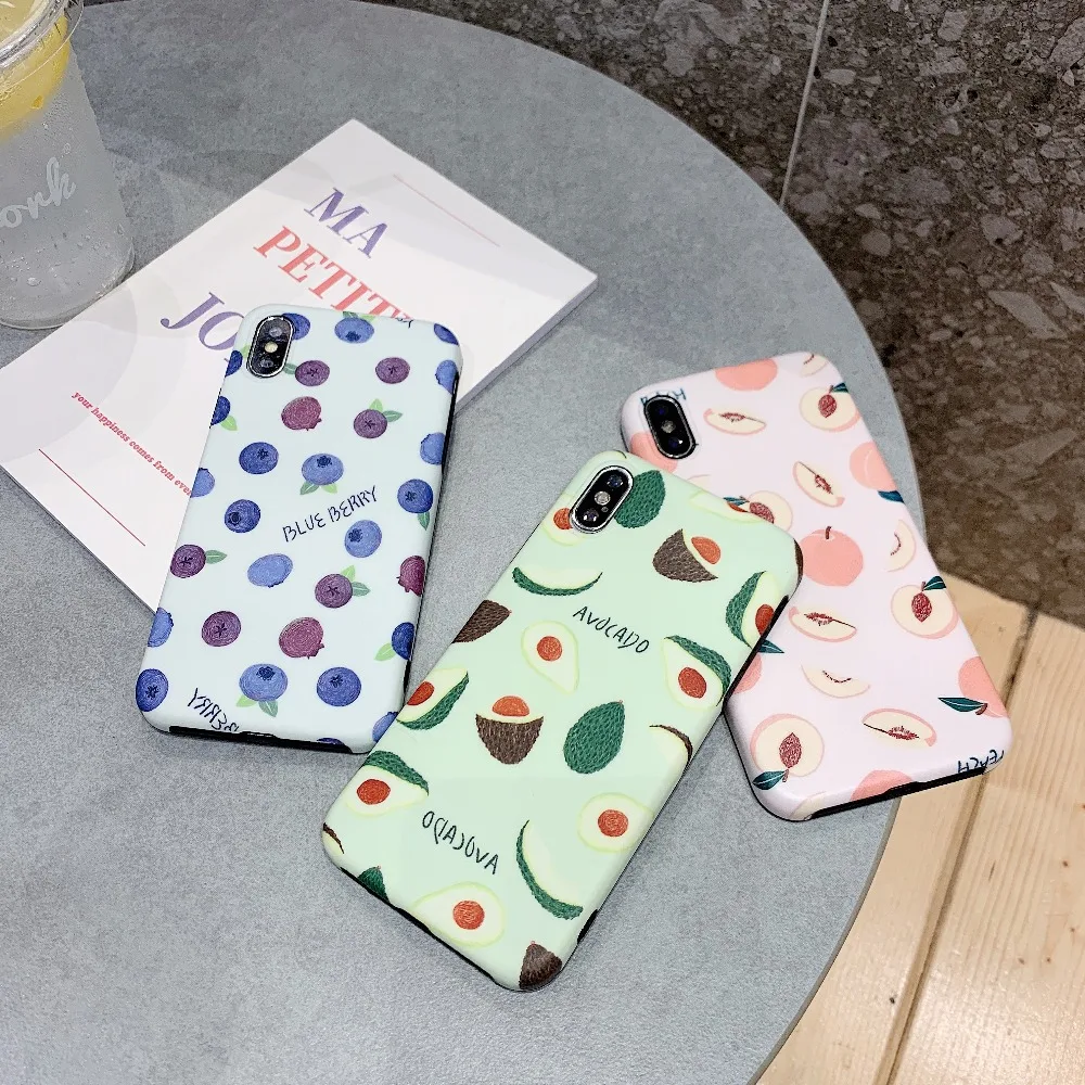 For iPhone 6s Case Art Cranberry Avocado Peach Silicone Phone 6 Cases Cute Plus 7 8Plus Xr Fashion IMD Coque |