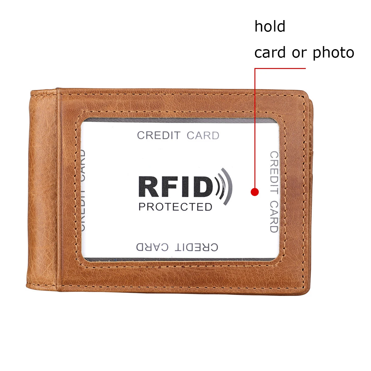 Кошелек мужской из натуральной кожи с RFID защитой и зажимом для денег|Зажимы